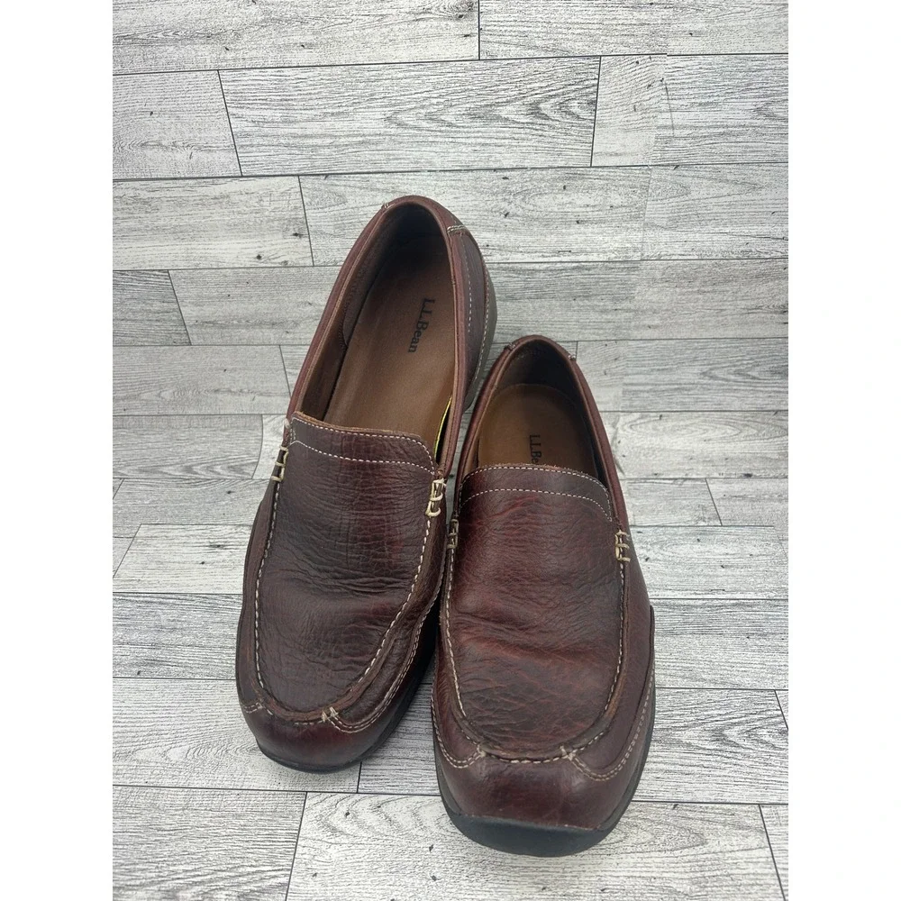 LL‎ Bean Men Sz 10.5 M Brown Leather Venetian Loafers 0GTF7 04 Slip On Shoes
